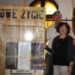 Rafael and Dorin Blau with the front page article, celebrating "The First Year of Jewish Life in Lower Silesia".